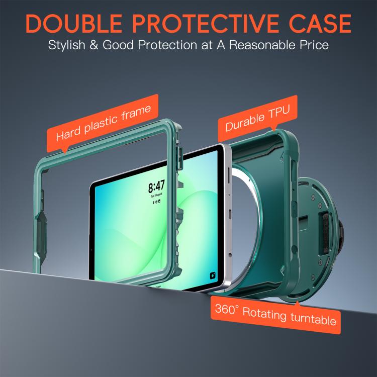 For Samsung Galaxy Tab A11 Heavy Duty Hybrid Tablet Case with Hand Grip & Strap