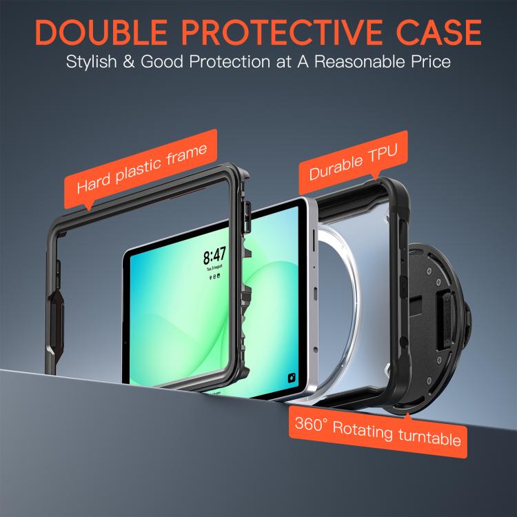 For Samsung Galaxy Tab A11 Heavy Duty Hybrid Tablet Case with Hand Grip & Strap