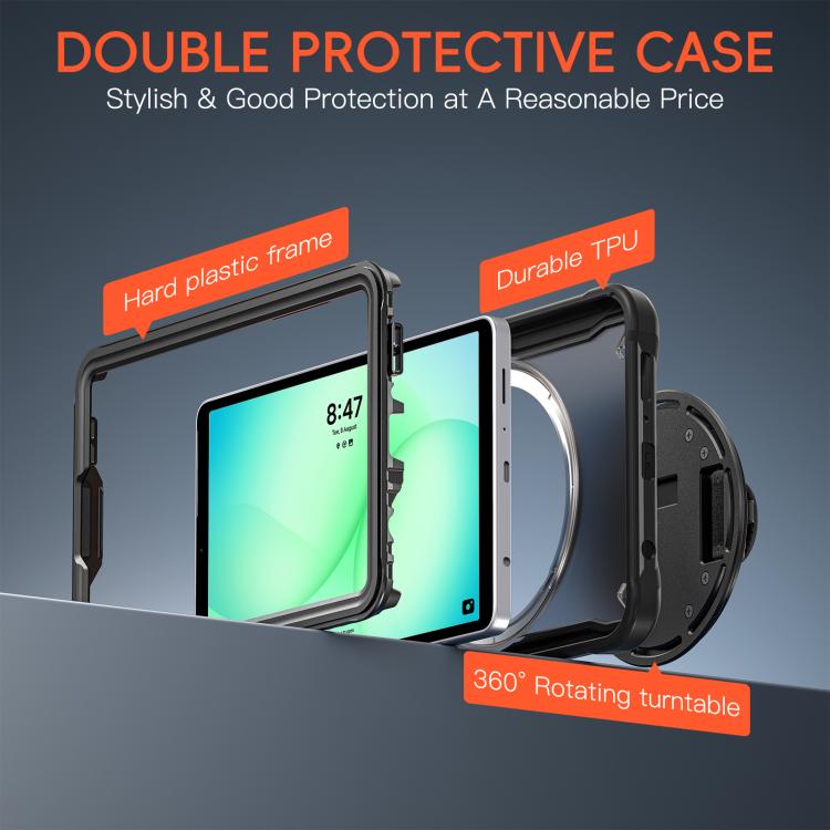 For Samsung Galaxy Tab A11 Heavy Duty Hybrid Tablet Case with Hand Grip & Strap