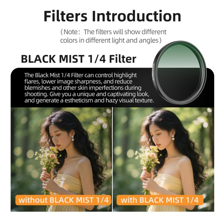 For DJI Osmo Action 6 Sunnylife Camera Lens Filter, Filter:Black Mist 1/4