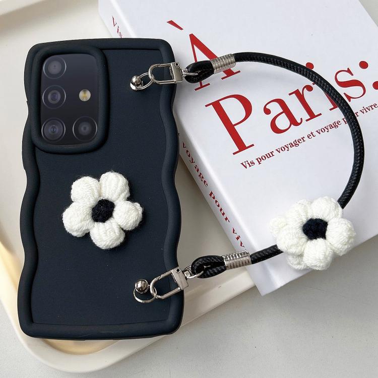 For Samsung Galaxy A51 4G / M40s Plush Flower Wavy TPU Phone Case with Lanyard
