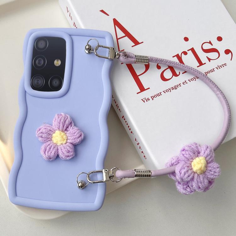 For Samsung Galaxy A51 4G / M40s Plush Flower Wavy TPU Phone Case with Lanyard