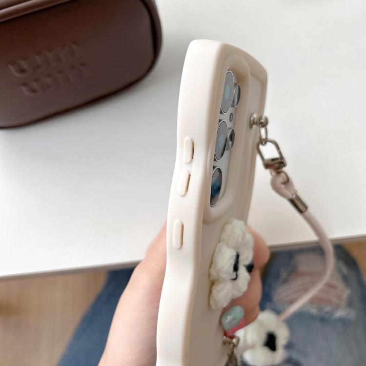 For Samsung Galaxy A31 Plush Flower Wavy TPU Phone Case with Lanyard