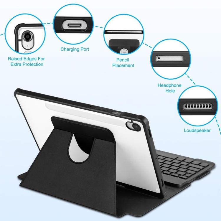 For Xiaomi Redmi Pad Pro 12.1 Backlight Rotatable Acrylic Bluetooth Keyboard Leather Case with Pen Slot