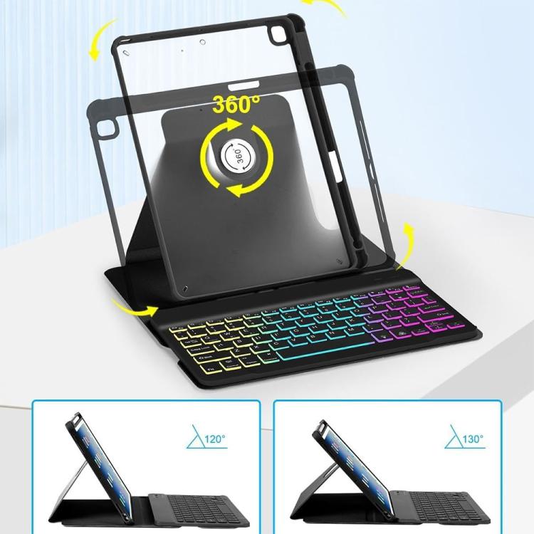 For Xiaomi Redmi Pad Pro 12.1 Backlight Rotatable Acrylic Bluetooth Keyboard Leather Case with Pen Slot