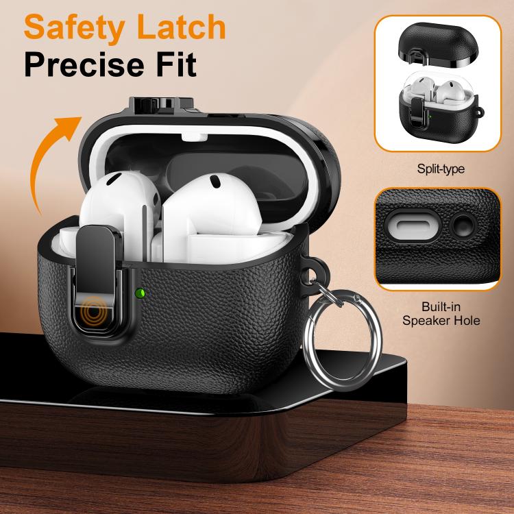 For Samsung Galaxy Buds3 Electroplated Leather Texture Wireless Earphones Protective Case with Security Lock