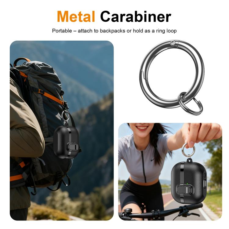 For Samsung Galaxy Buds3 Electroplated Leather Texture Wireless Earphones Protective Case with Security Lock