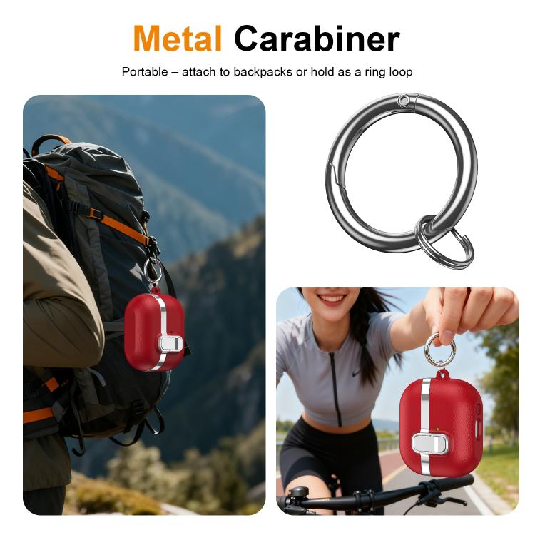 For Samsung Galaxy Buds3 Electroplated Leather Texture Wireless Earphones Protective Case with Security Lock