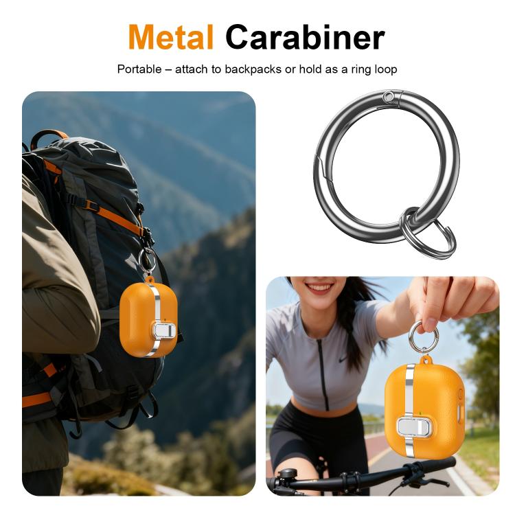 For Samsung Galaxy Buds3 Electroplated Leather Texture Wireless Earphones Protective Case with Security Lock