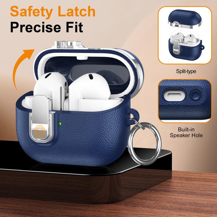 For Samsung Galaxy Buds3 Electroplated Leather Texture Wireless Earphones Protective Case with Security Lock