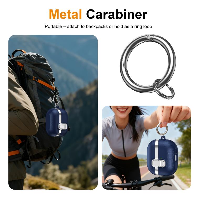 For Samsung Galaxy Buds3 Electroplated Leather Texture Wireless Earphones Protective Case with Security Lock