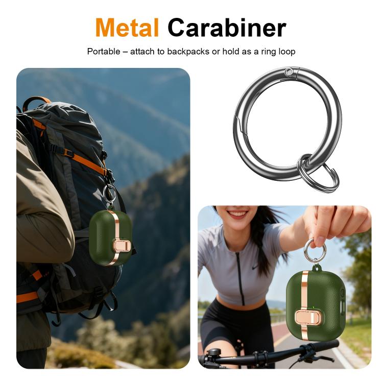 For Samsung Galaxy Buds3 Electroplated Leather Texture Wireless Earphones Protective Case with Security Lock