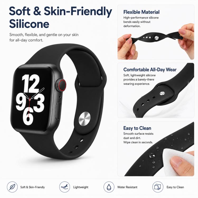 For Apple Watch 38 / 40 / 41 / S11 42mm 5 Pack xDfind Solid Color Silicone Sports Watch Band