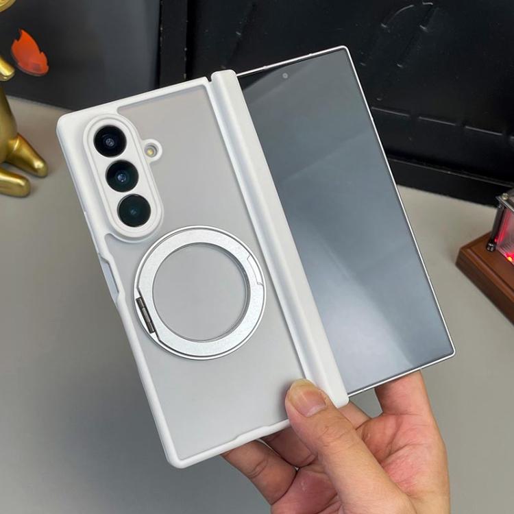 For Samsung Galaxy Z Fold7 5G Matte Skin Feel MagSafe Dual Axis Folding Phone Case with Rotating Stand