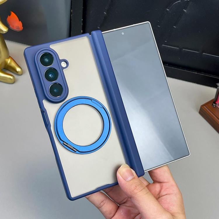 For Samsung Galaxy Z Fold7 5G Matte Skin Feel MagSafe Dual Axis Folding Phone Case with Rotating Stand