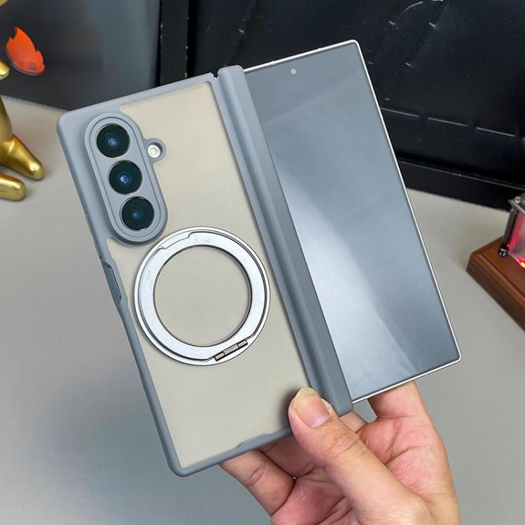 For Samsung Galaxy Z Fold7 5G Matte Skin Feel MagSafe Dual Axis Folding Phone Case with Rotating Stand