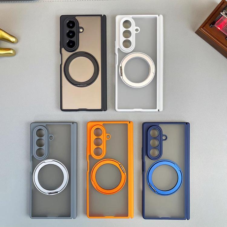 For Samsung Galaxy Z Fold7 5G Matte Skin Feel MagSafe Dual Axis Folding Phone Case with Rotating Stand