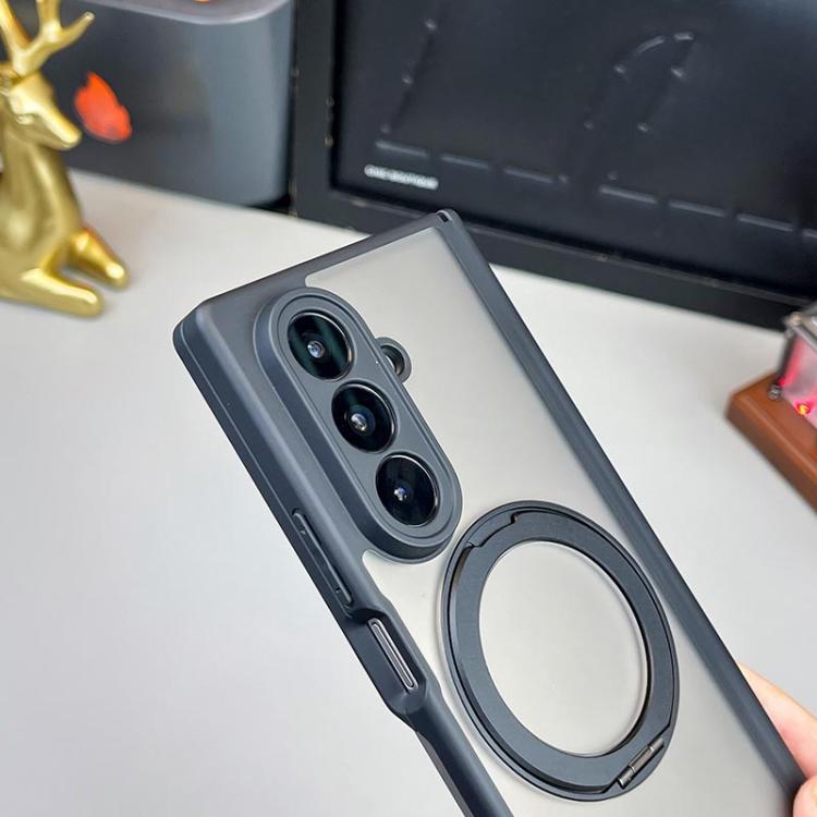 For Samsung Galaxy Z Fold7 5G Matte Skin Feel MagSafe Dual Axis Folding Phone Case with Rotating Stand
