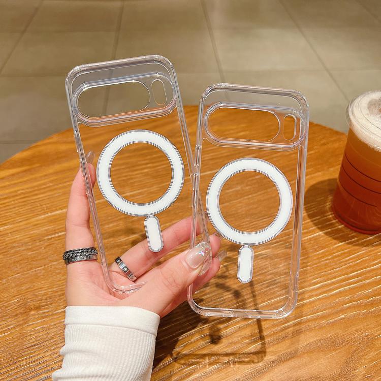 For Google Pixel 10 Large Hole Camera MagSafe Magnetic Clear Acrylic TPU Case - Transparent