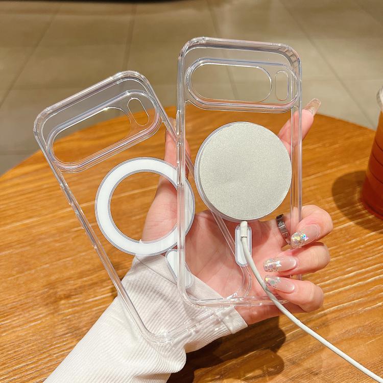 For Google Pixel 10 Pro Large Hole Camera MagSafe Magnetic Clear Acrylic TPU Case - Transparent