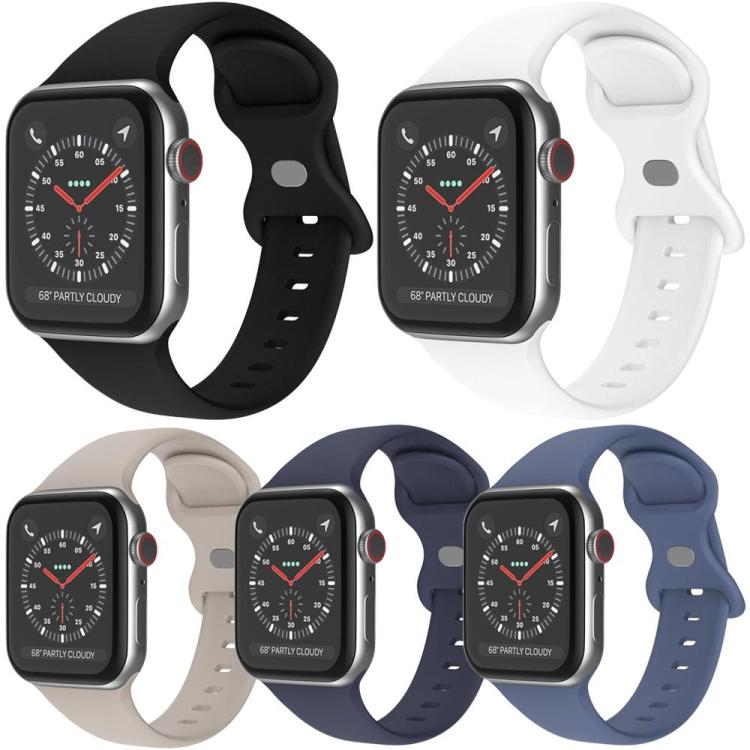 For Apple Watch 42 / 44 / 45 / 46 / 49mm 5 Pack xDfind Butterfly Buckle Silicone Watch Band