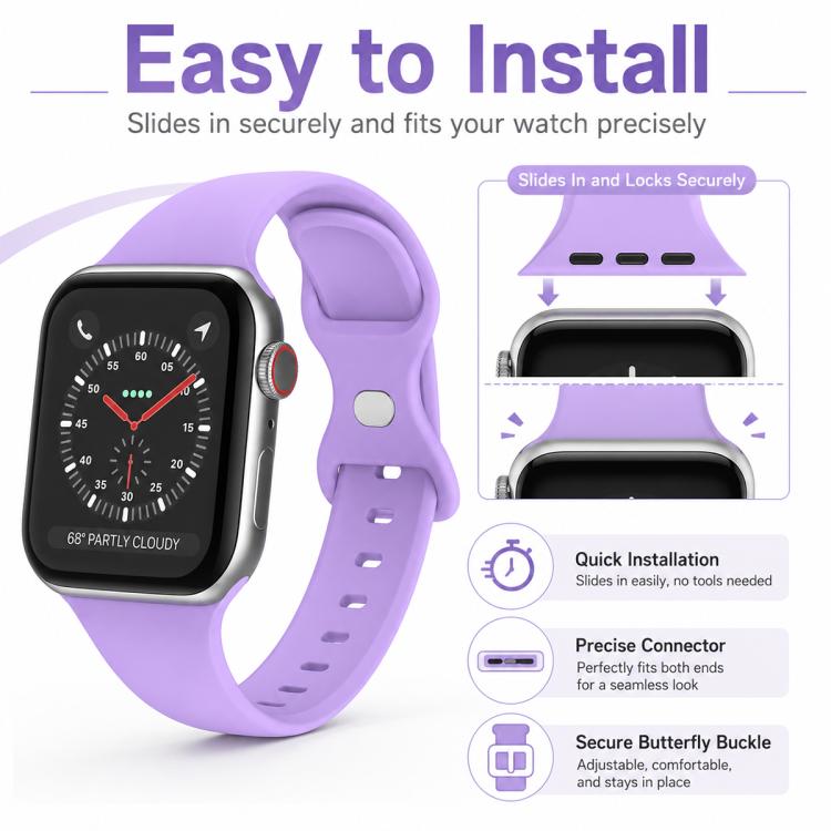 For Apple Watch 42 / 44 / 45 / 46 / 49mm 5 Pack xDfind Butterfly Buckle Silicone Watch Band