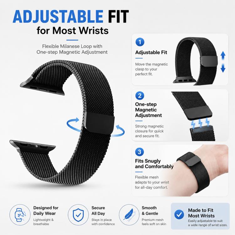 For Apple Watch 38 / 40 / 41 / S11 42mm 5 Pack xDfind Milanese Loop Magnetic Metal Watch Band