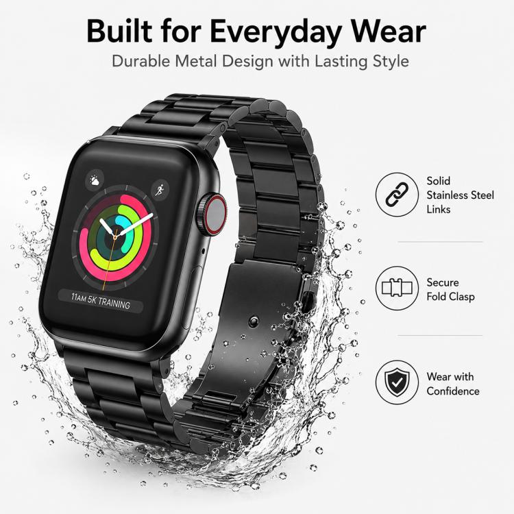 For Apple Watch 42 / 44 / 45 / 46 / 49mm 5 Pack xDfind Three Beads Fold Buckle Stainless Steel Watch Band