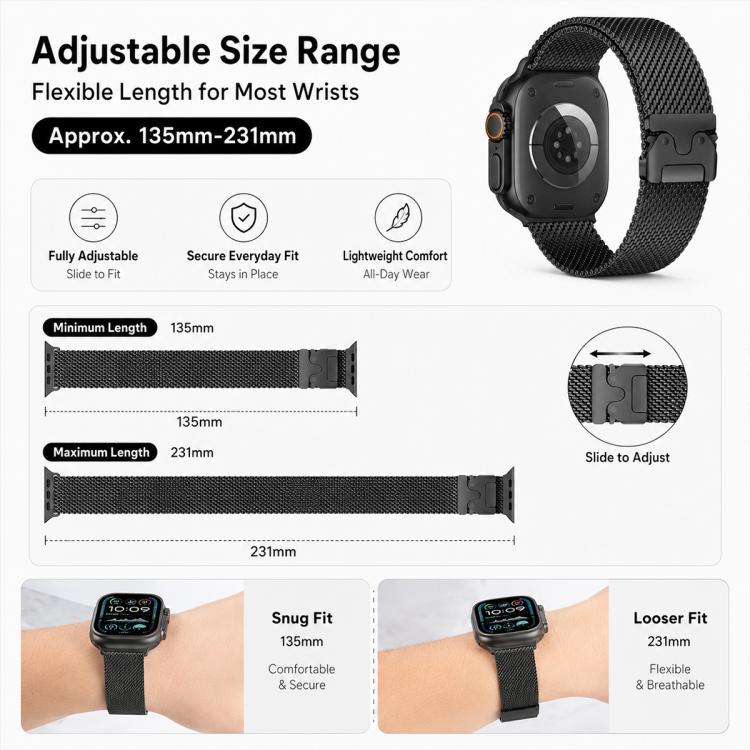 For Apple Watch 42 / 44 / 45 / 46 / 49mm 5 Pack xDfind Umbrella Buckle Milanese + Butterfly Buckle Mixed Watch Band