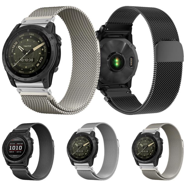 For Garmin 22mm Separate Tactix Milanese Magnetic Stainless Steel Watch Band