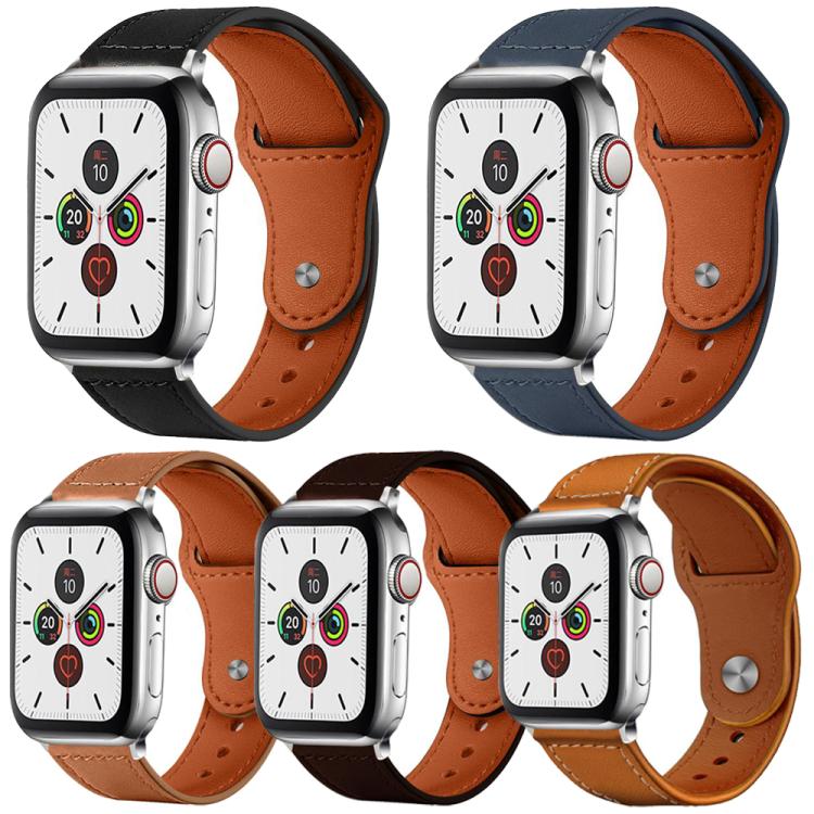 For Apple Watch 42 / 44 / 45 / 46 / 49mm 5 Pack xDfind Rivet Buckle Genuine Leather Watch Band