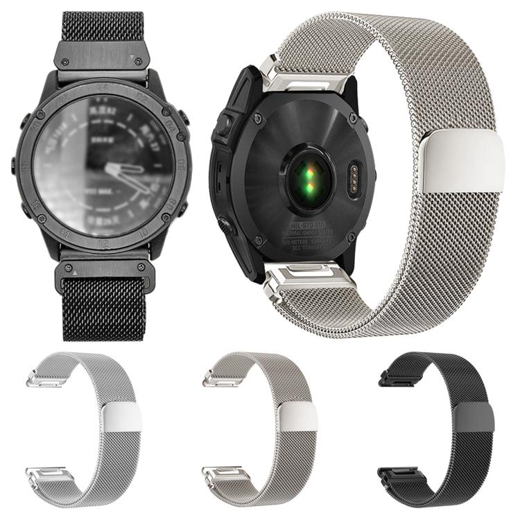 For Garmin 26mm Integrated Tactix Milanese Magnetic Stainless Steel Watch Band