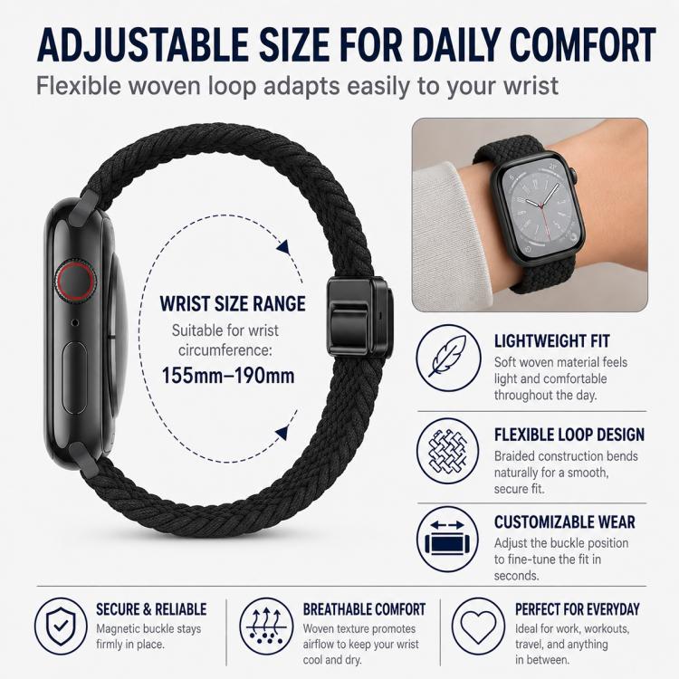 For Apple Watch 42 / 44 / 45 / 46 / 49mm 5 Pack xDfind Magnetic Buckle Loop Woven Watch Band