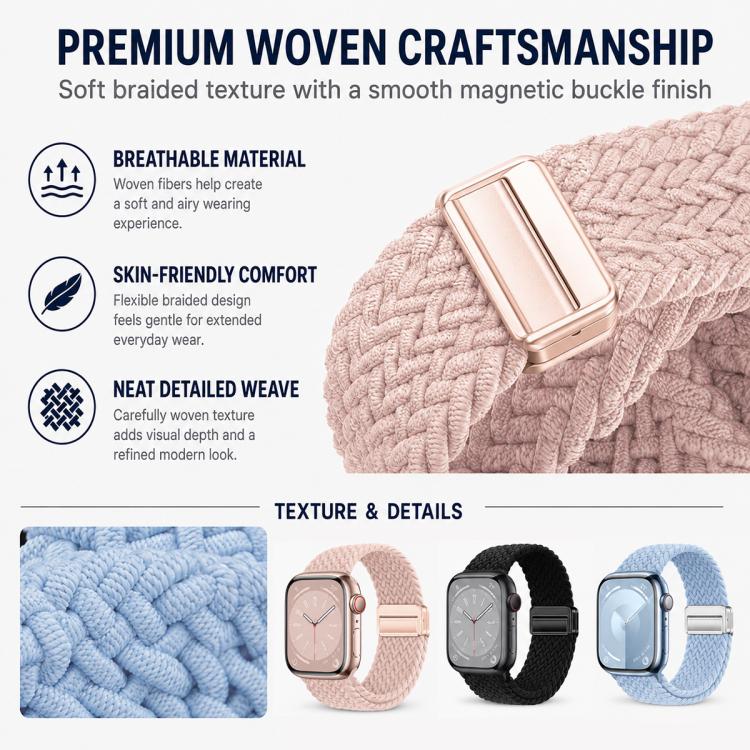 For Apple Watch 38 / 40 / 41 / S11 42mm 5 Pack xDfind Magnetic Buckle Loop Woven Watch Band
