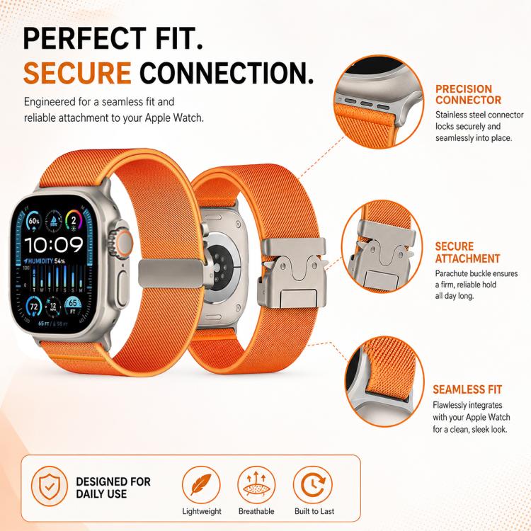 For Apple Watch 42 / 44 / 45 / 46 / 49mm 5 Pack xDfind Parachute Buckle Stretch Nylon Watch Band