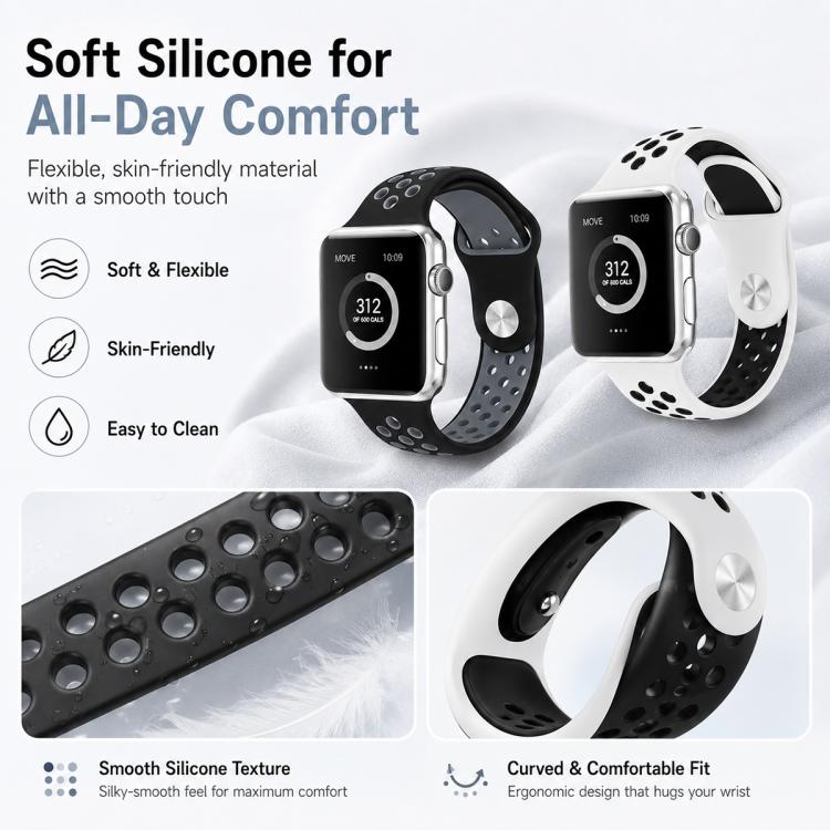 For Apple Watch 42 / 44 / 45 / 46 / 49mm 5 Pack xDfind Two Color Silicone Sports Watch Band