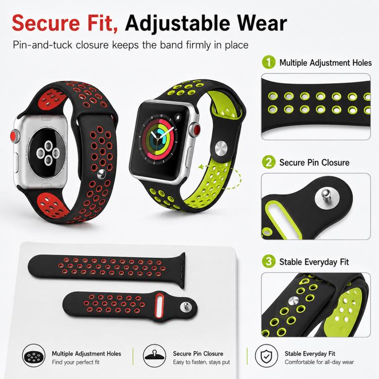 For Apple Watch 42 / 44 / 45 / 46 / 49mm 5 Pack xDfind Two Color Silicone Sports Watch Band