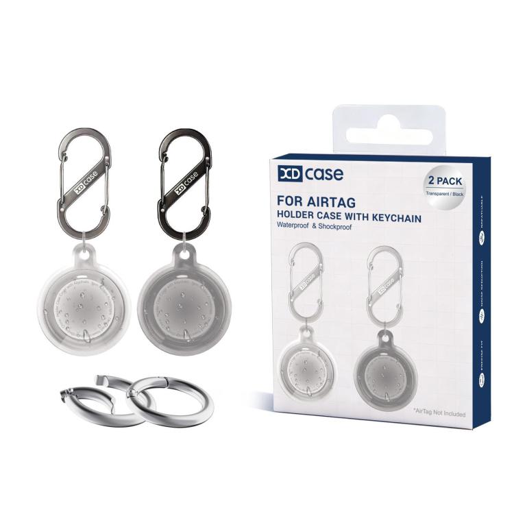 For AirTag 2nd Gen / 1st Gen XDcase 2 Pack Full-cover Waterproof TPU Protective Case with Keychain