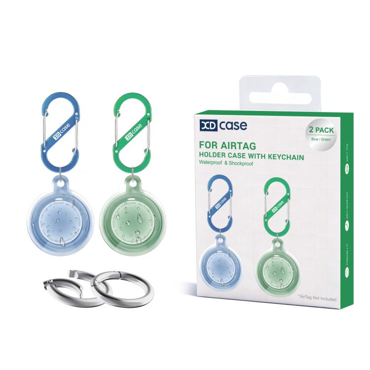 For AirTag 2nd Gen / 1st Gen XDcase 2 Pack Full-cover Waterproof TPU Protective Case with Keychain