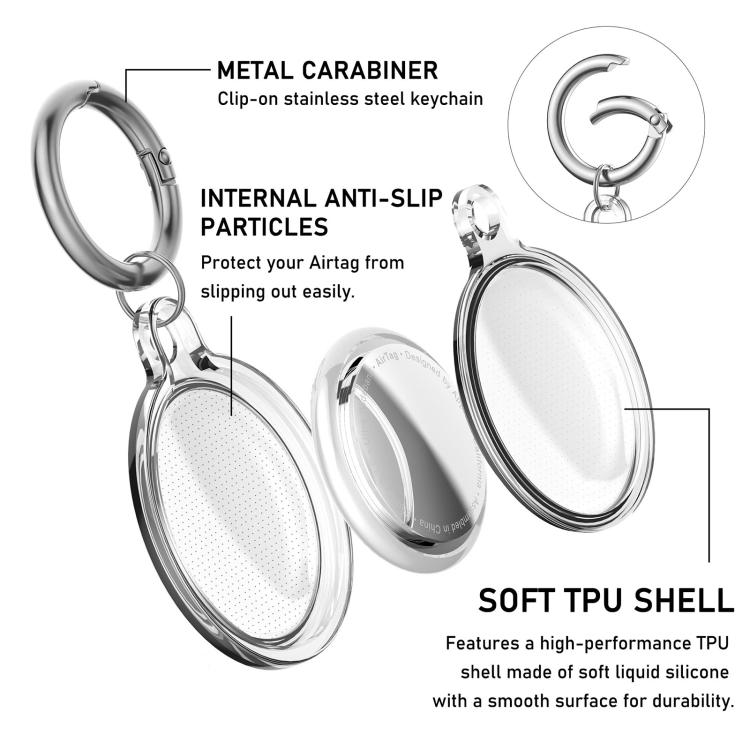 For AirTag 2nd Gen / 1st Gen XDcase 2 Pack Full-cover Waterproof TPU Protective Case with Keychain