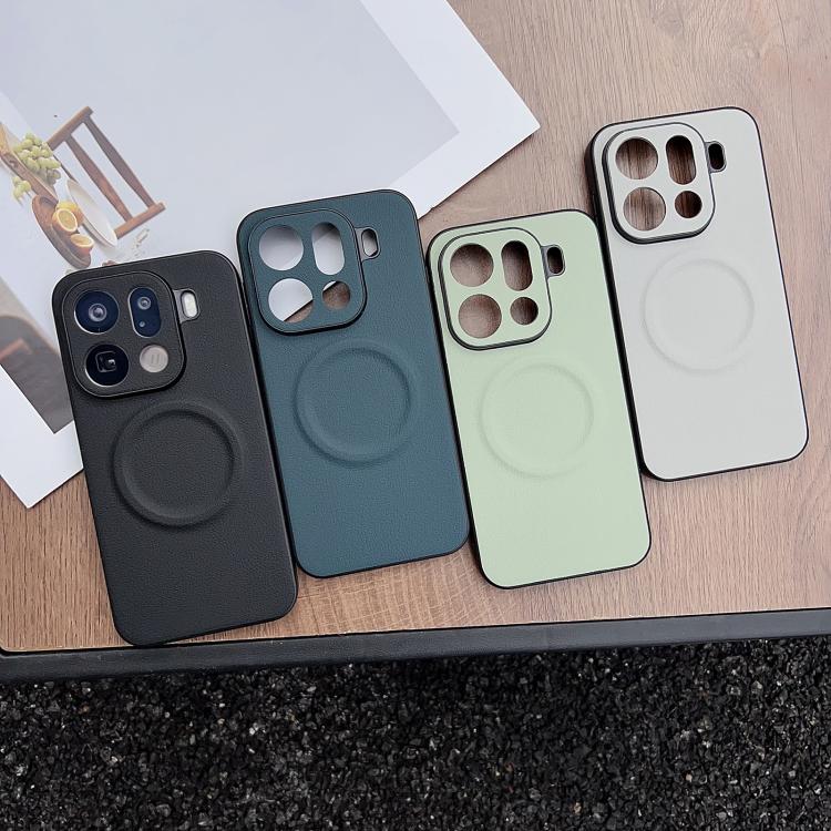 For OPPO Find X9 Pro Magsafe Magnetic Plain Leather Phone Case