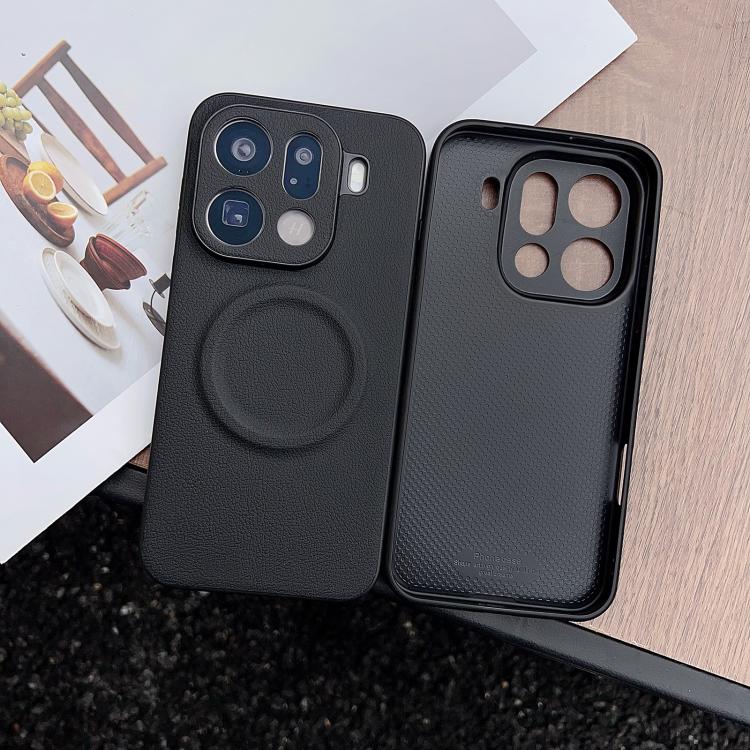 For OPPO Find X9 Pro Magsafe Magnetic Plain Leather Phone Case