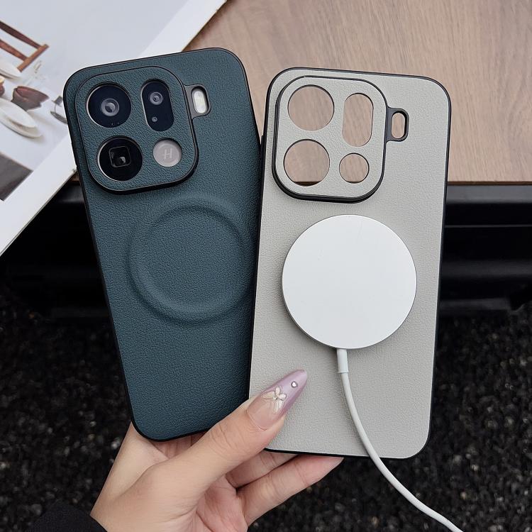 For OPPO Find X9 Pro Magsafe Magnetic Plain Leather Phone Case