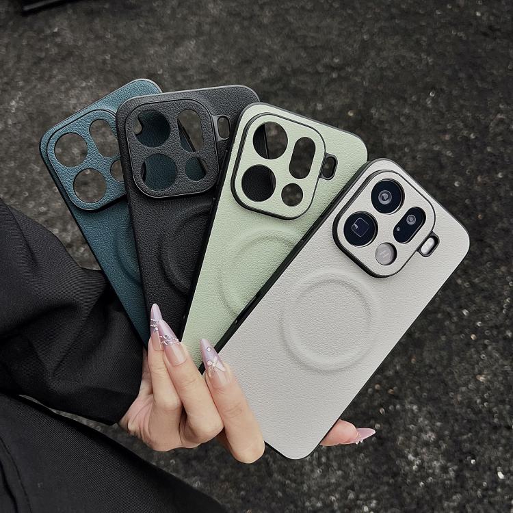 For OPPO Find X9 Pro Magsafe Magnetic Plain Leather Phone Case