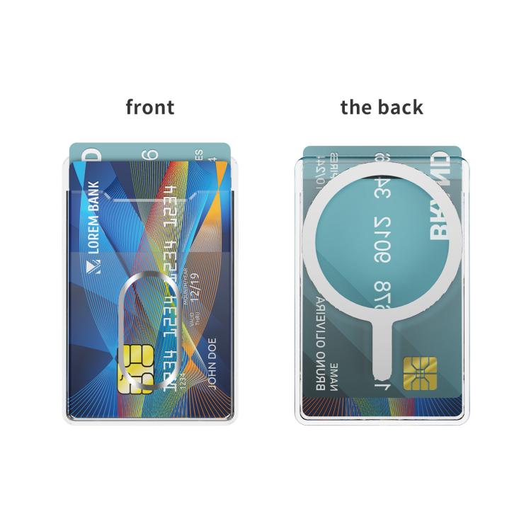 Vertical Card Slots Type B MagSafe Magnetic Ring Phone Back Sticker Card Holders - Transparent