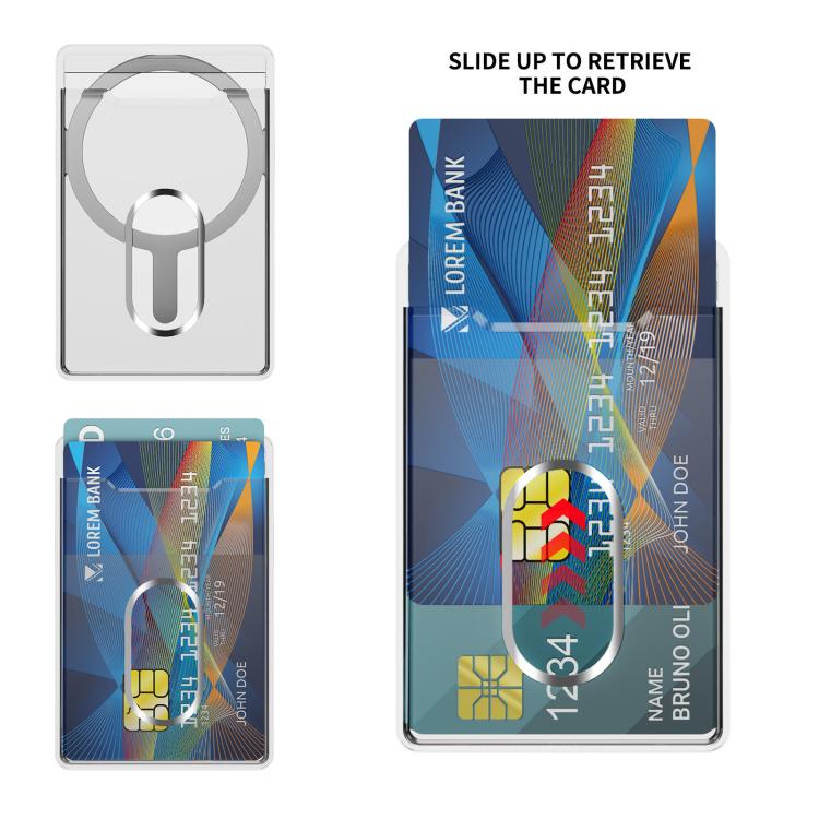 Vertical Card Slots Type B MagSafe Magnetic Ring Phone Back Sticker Card Holders - Transparent