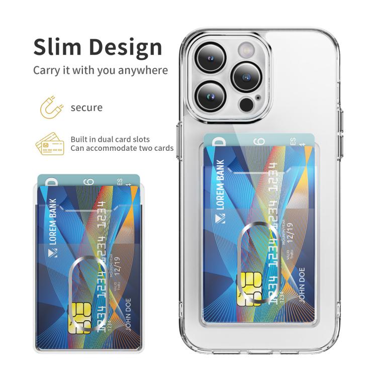 Vertical Card Slots Type B MagSafe Magnetic Ring Phone Back Sticker Card Holders - Transparent