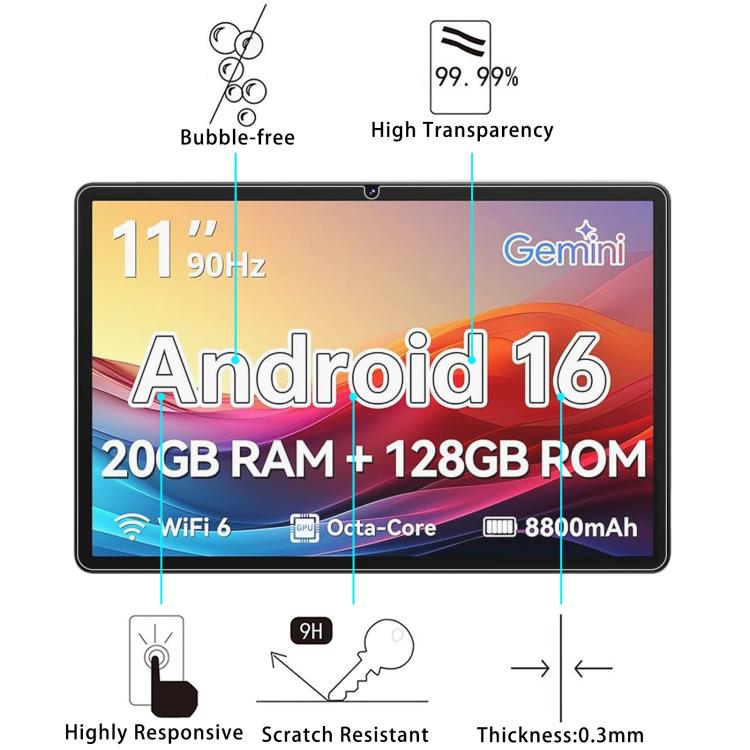 For Frameflow P11T 11 inch 2pcs 9H 0.3mm Explosion-proof Tempered Glass Film