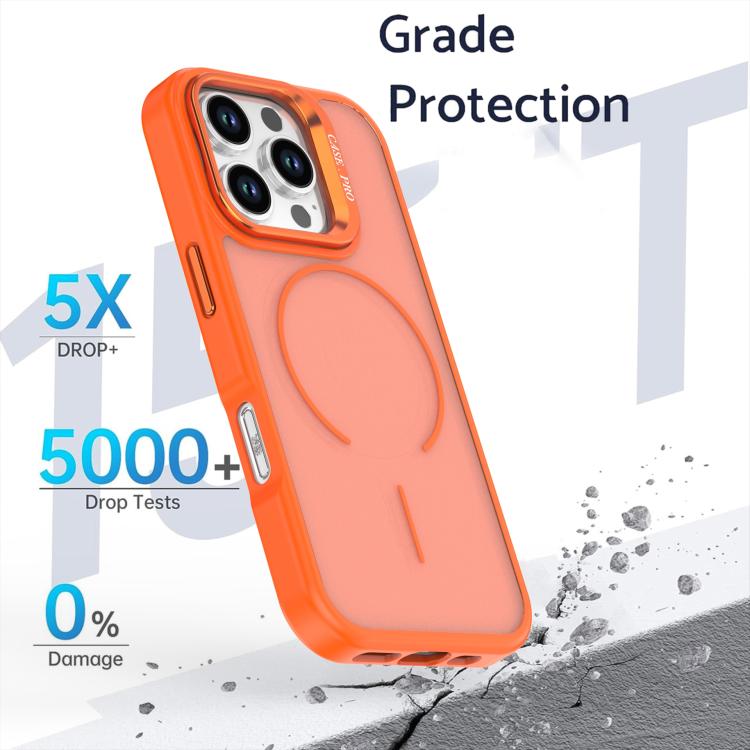 For iPhone 16 Pro Bright Color Frosted Skin-feel Camera Bracket Magsafe Phone Case