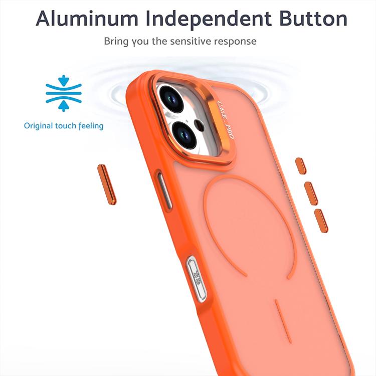 For iPhone 16 Plus Bright Color Frosted Skin-feel Camera Bracket Magsafe Phone Case